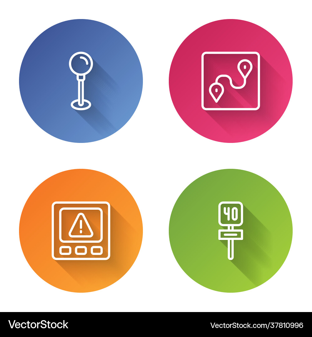 Set line push pin route location gps device Vector Image