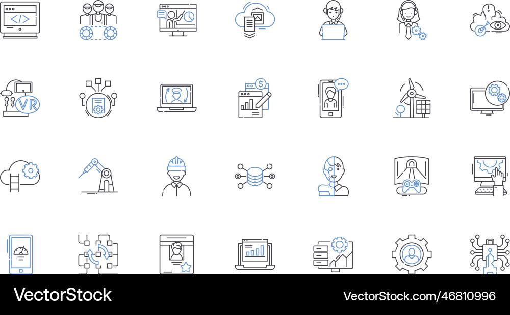 Streamlining line icons collection implification vector image