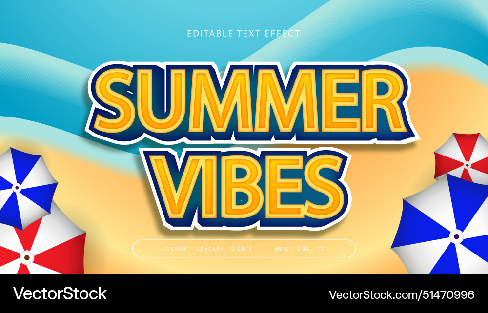 Summer Vibes 3D Text Effect vector image