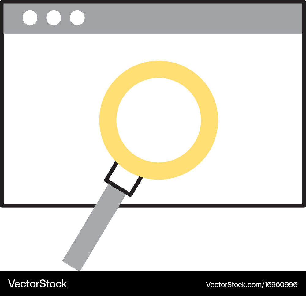 Template computer with magnifying glass vector image