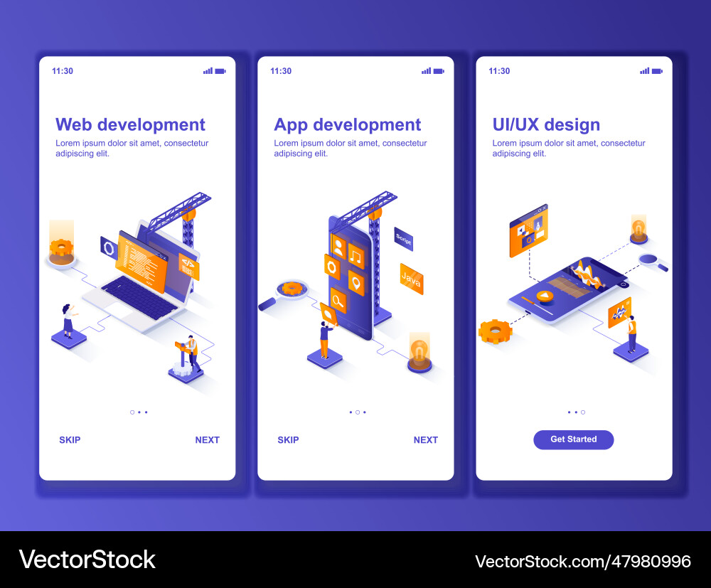 Web development isometric gui design kit Web development isometric gui design kit vector image