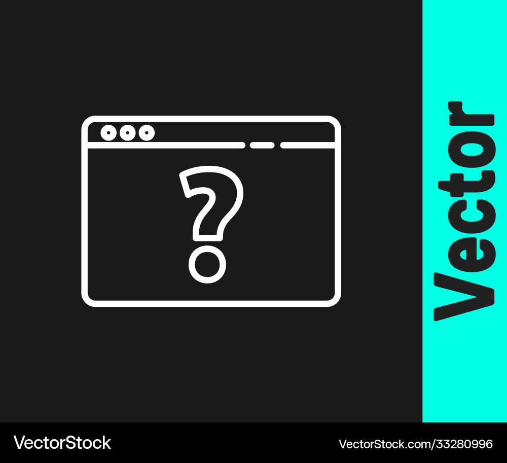 White line browser with question mark icon White line browser with question mark icon vector image