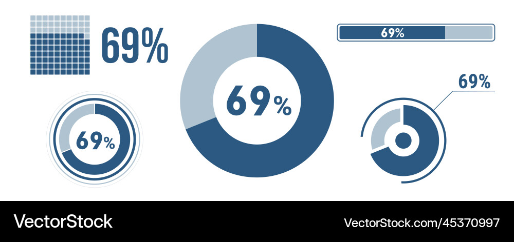 69 Percent Loading Data Icon Set vector image