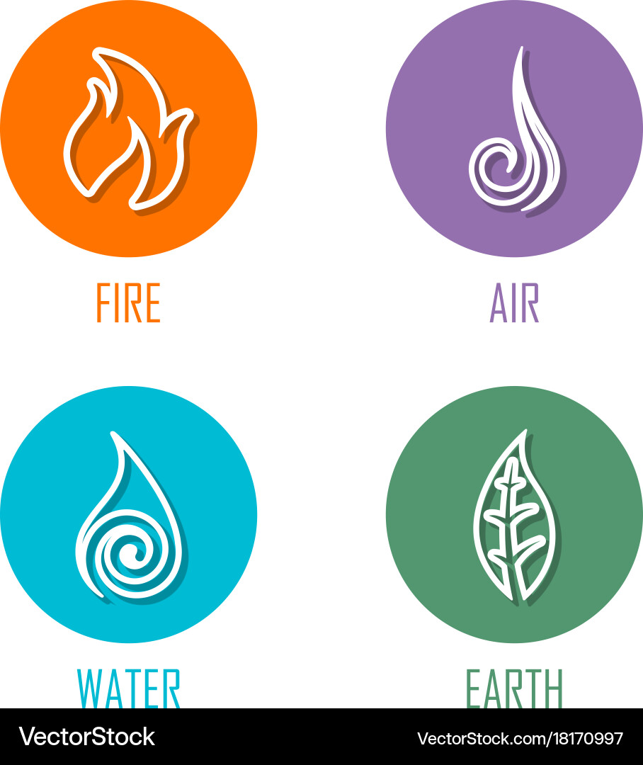 Abstract four elements line symbols on circles vector image