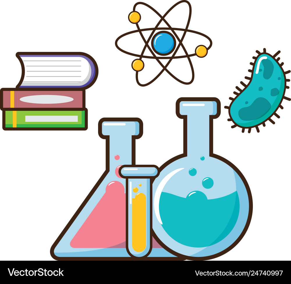 Book molecule test tubes science Royalty Free Vector Image