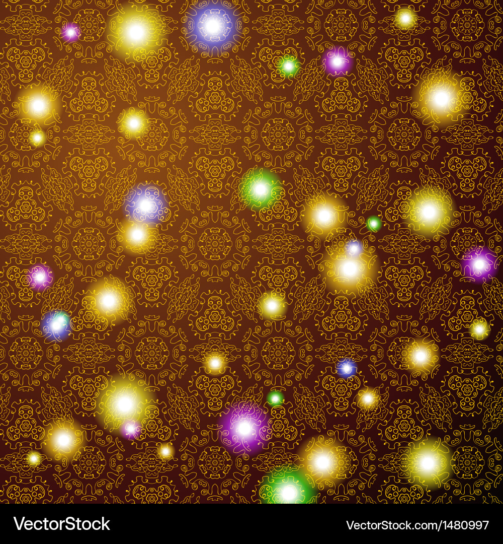 Brown pattern background with colorful lights vector image