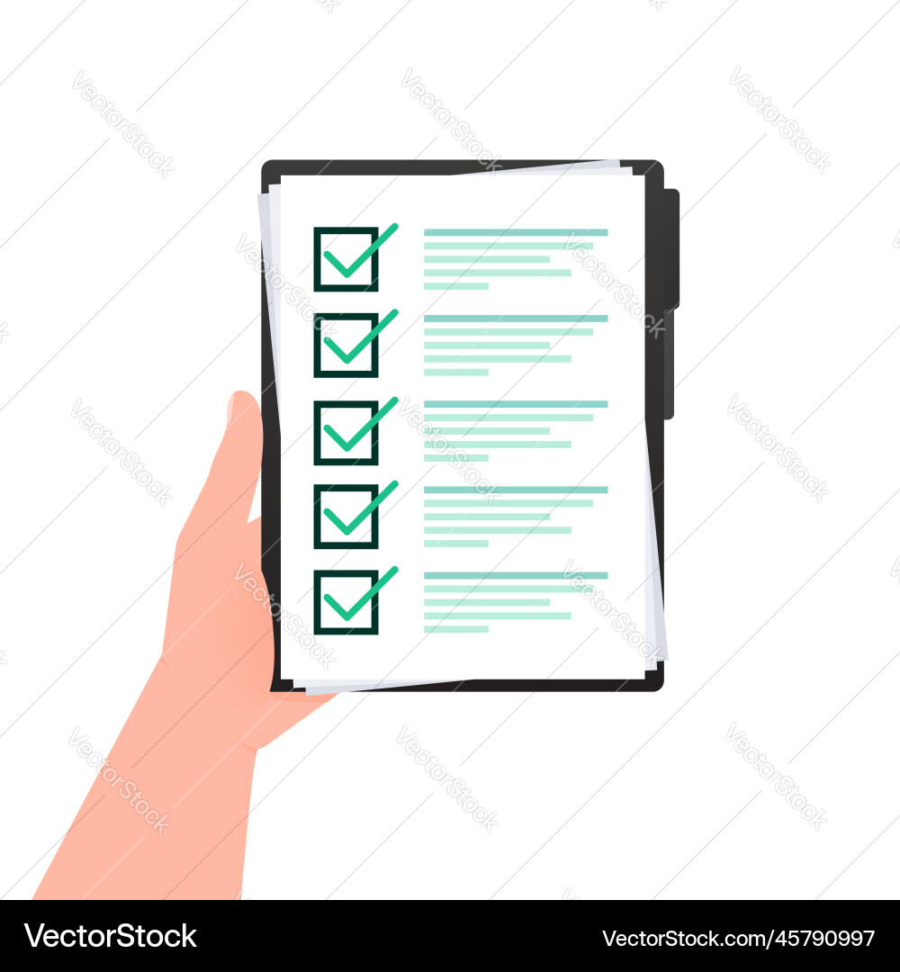 Checklist clipboard check list and marks Vector Image