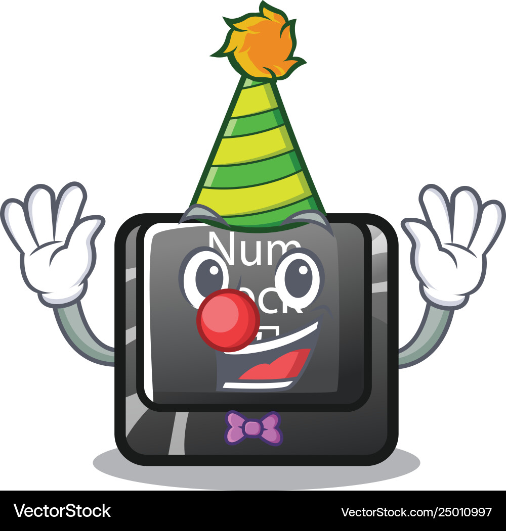 Clown num lock on a keyboard mascot Vector Image