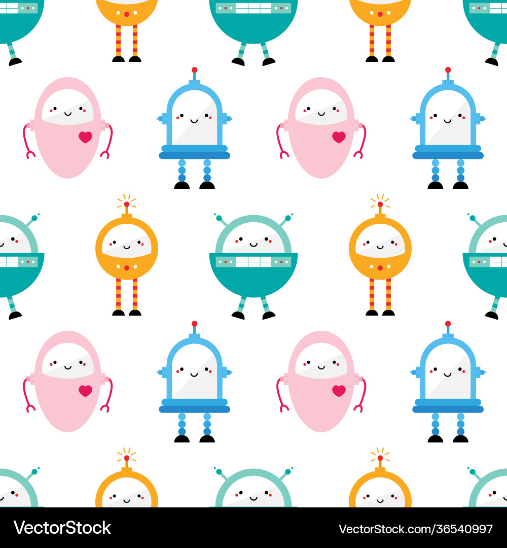 Colorful robot characters toys seamless pattern Colorful robot characters toys seamless pattern vector image