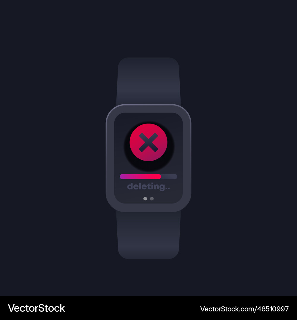 Deleting files erasing data in smart watch Deleting files erasing data in smart watch vector image