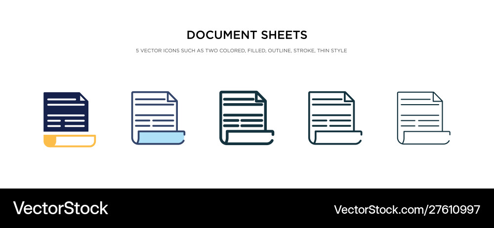 Document sheets icon in different style two vector image