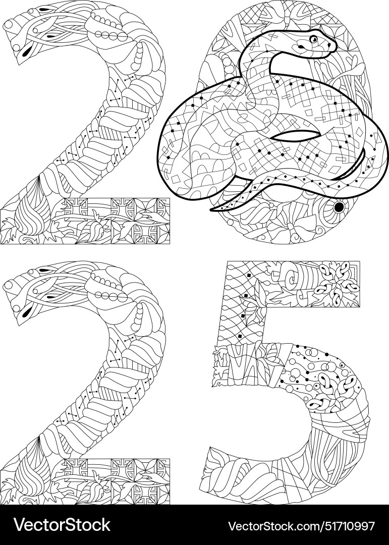 Entangle Stylized Snake Number 2025 For Coloring Vector Image Entangle Stylized Snake Number 2025 For Coloring Vector 51710997