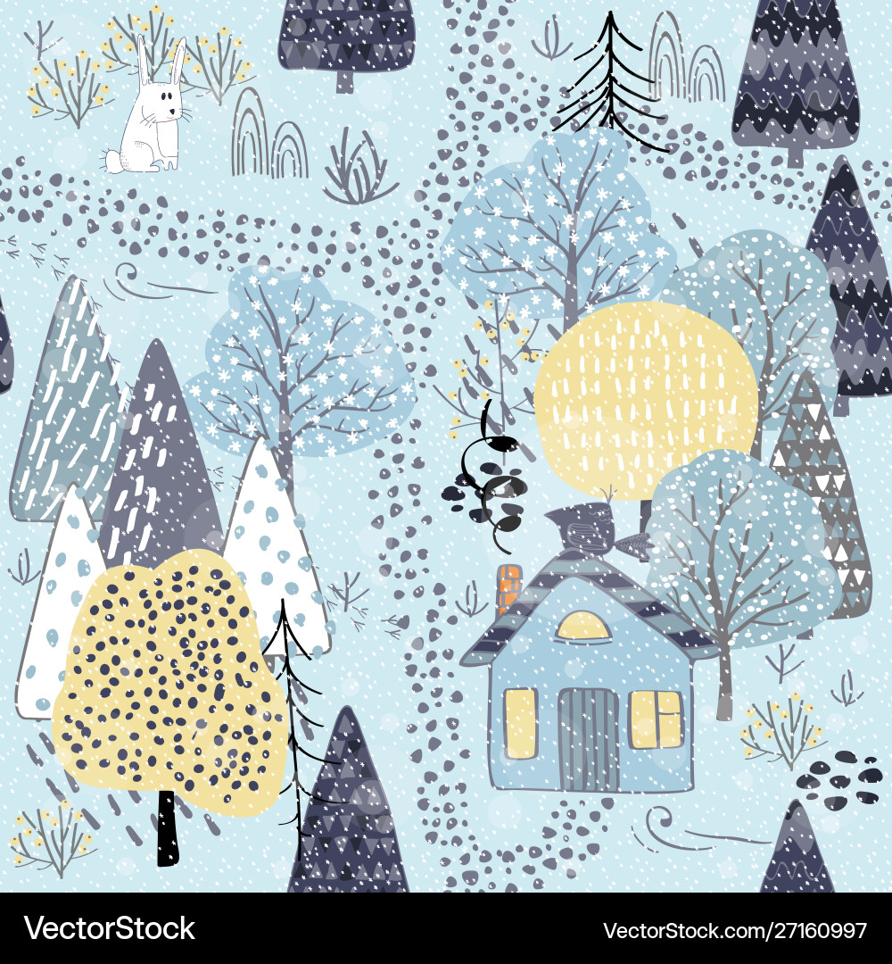 Forest seamless pattern background with winter Forest seamless pattern background with winter vector image