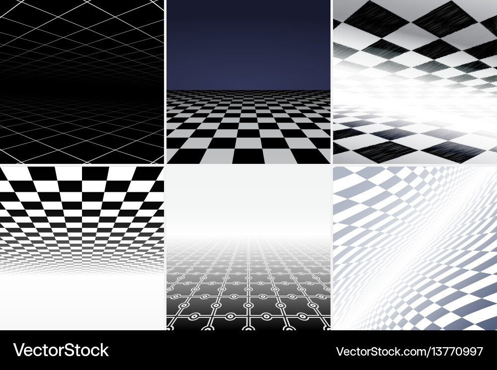 Geometric Checkerboard Patterns vector image