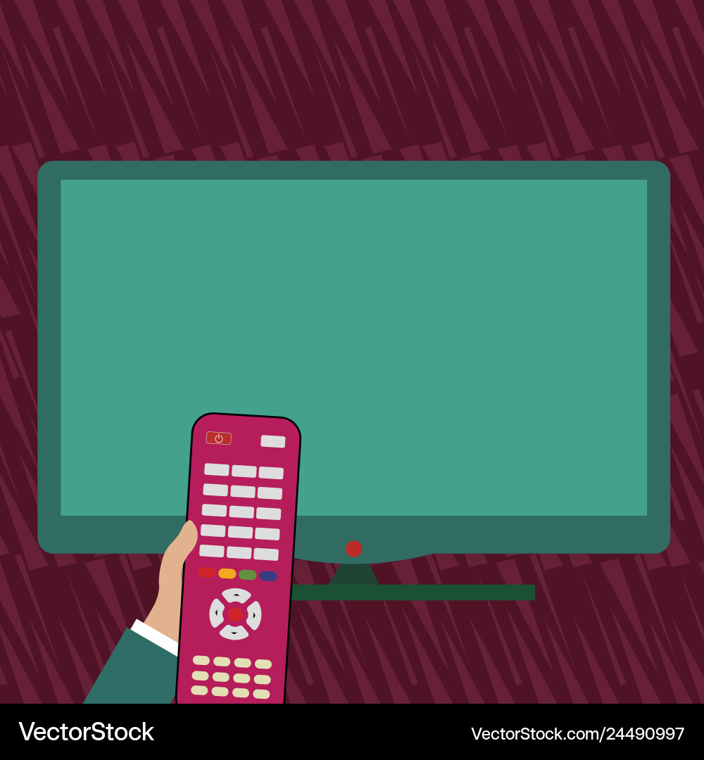 Hand holding computer remote control infront Hand holding computer remote control infront vector image