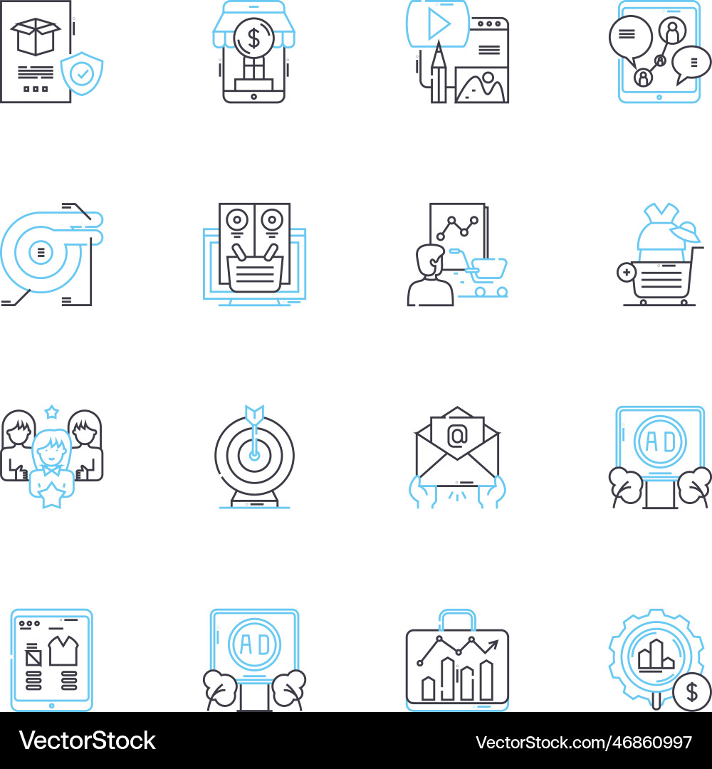 Internet design linear icons set responsive vector image