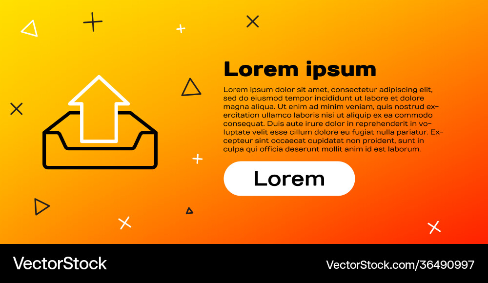 Line Upload Posteingang Icon isoliert auf gelb Line Upload Posteingang Icon isoliert auf gelb vektorbild