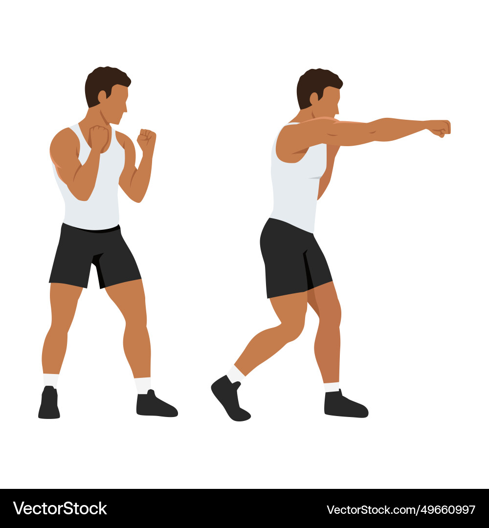 Man doing right hand cross exercise training Man doing right hand cross exercise training vector image
