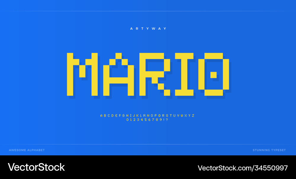 Pixel alphabet retro 8-bit font type Pixel alphabet retro 8-bit font type vector image
