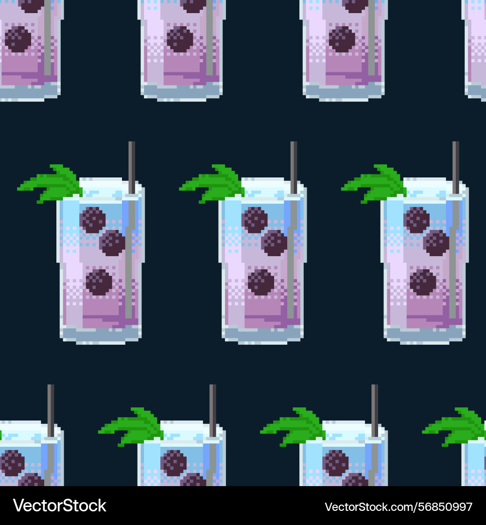 Pixel art seamless pattern with refreshing Pixel art seamless pattern with refreshing vector image