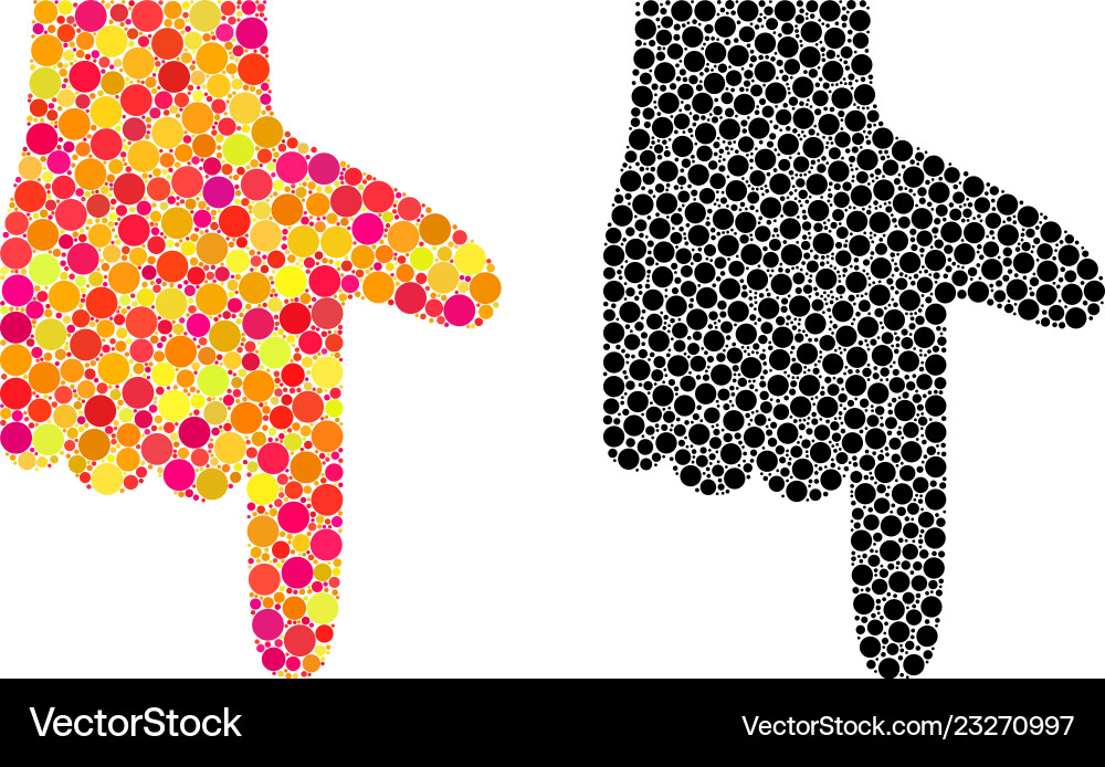 Pixel hand pointer down mosaic icons Pixel hand pointer down mosaic icons vector image