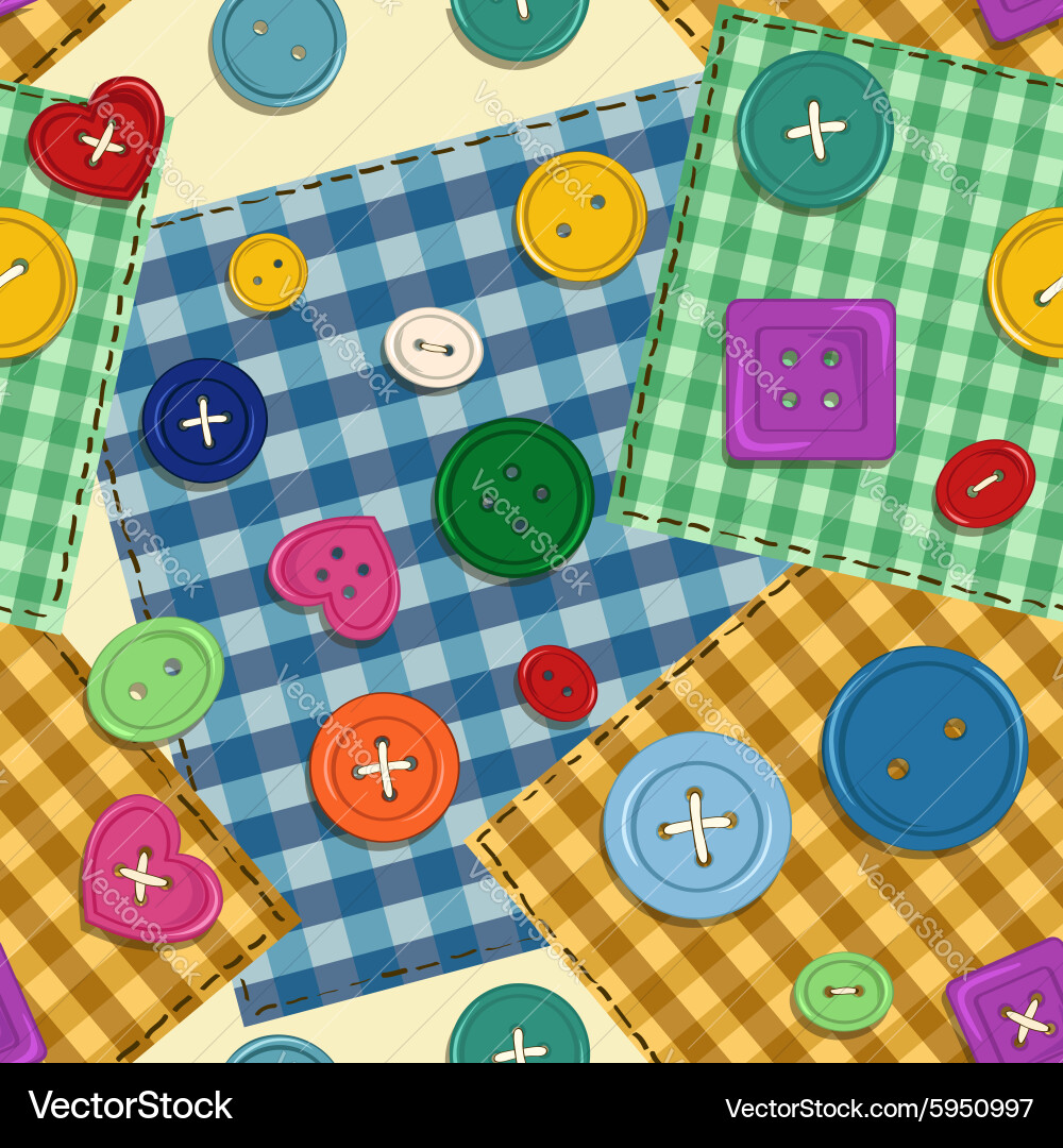 Seamless pattern of patchwork and buttons vector image