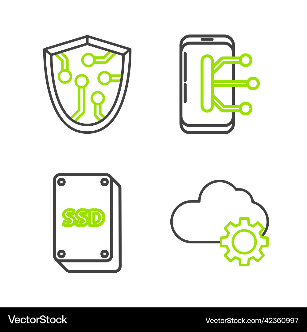 Set line cloud technology data transfer Set line cloud technology data transfer vector image