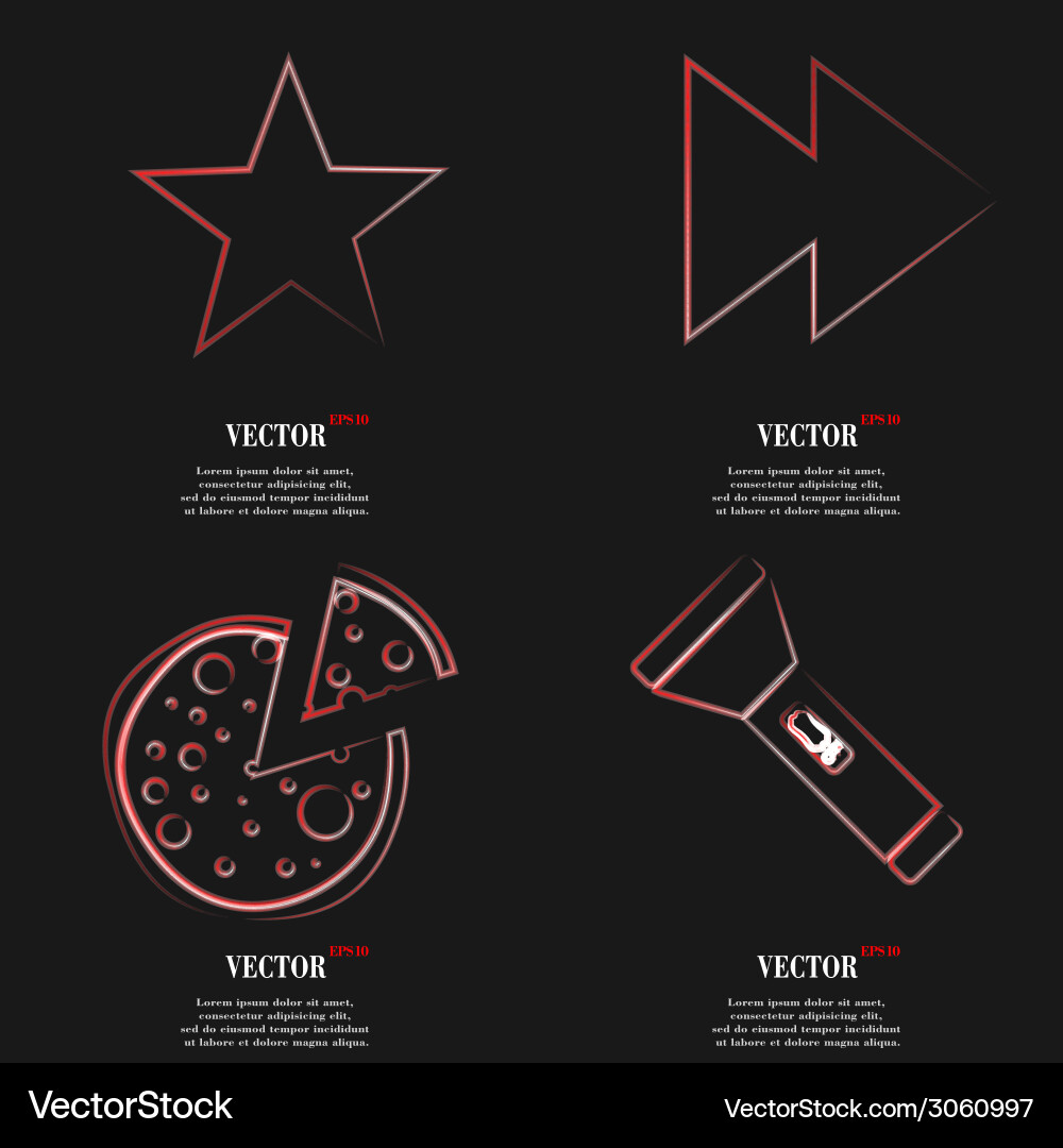 Set of red web icon flat design simple sticker Vector Image