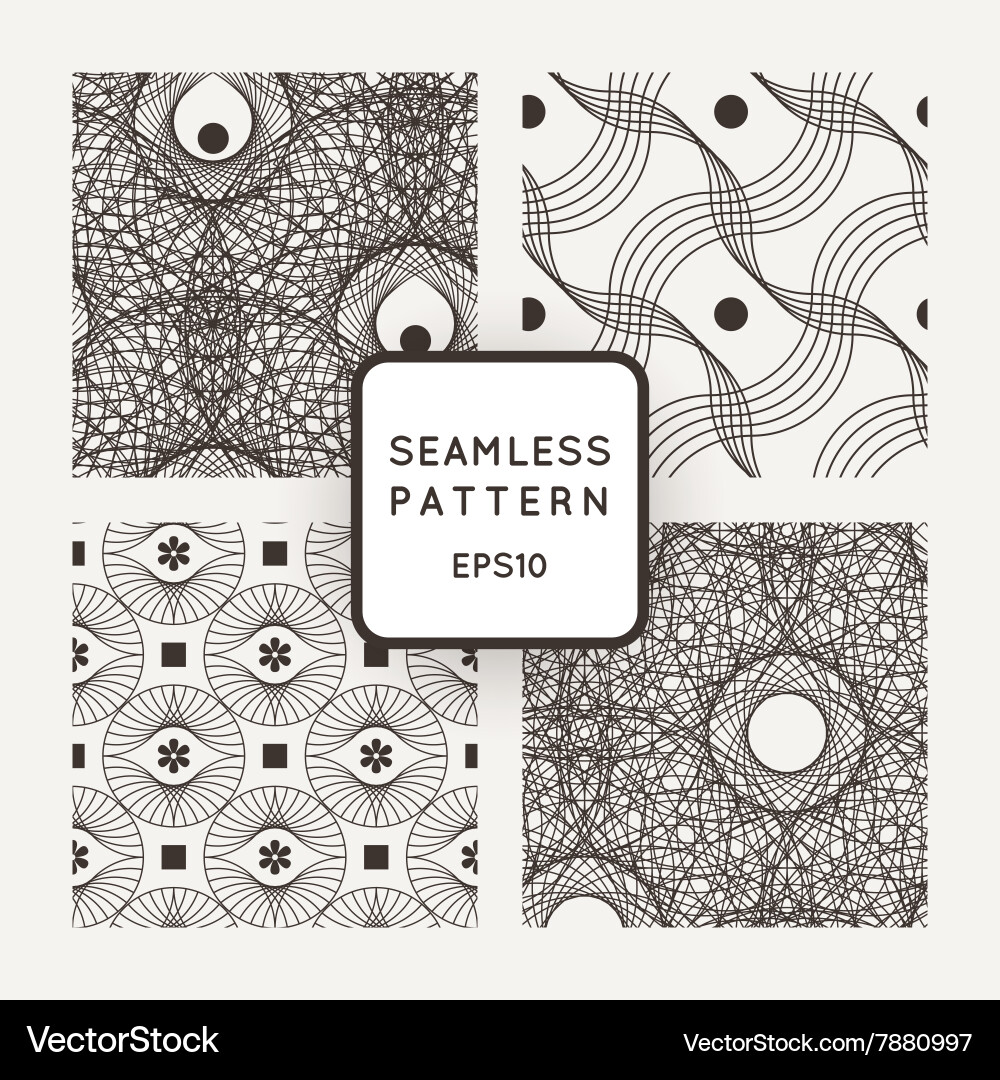 Set seamless pattern of interlocking lines vector image