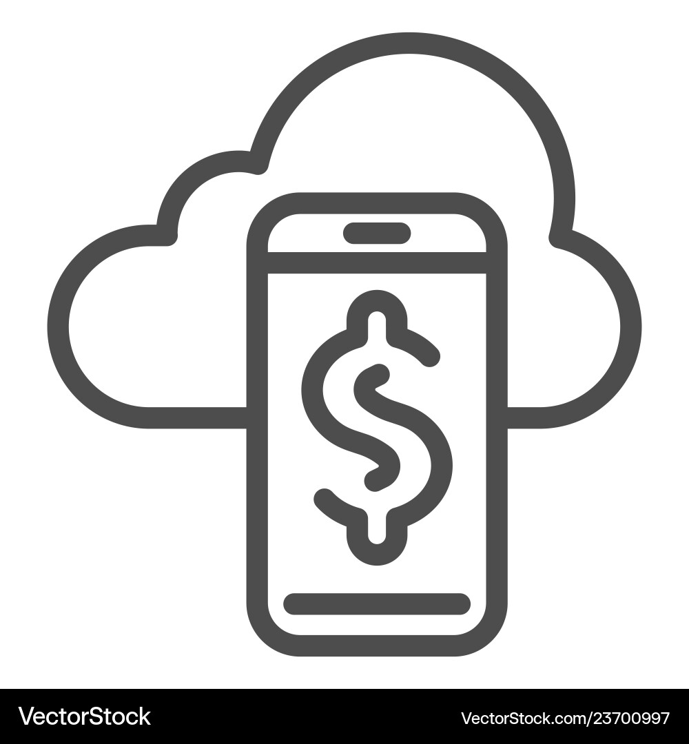Synchronization with smartphone line icon cloud Synchronization with smartphone line icon cloud vector image