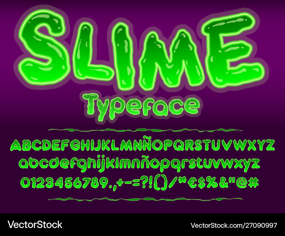 Toxic Slime Halloween Font - Glowing Letters Vector Image