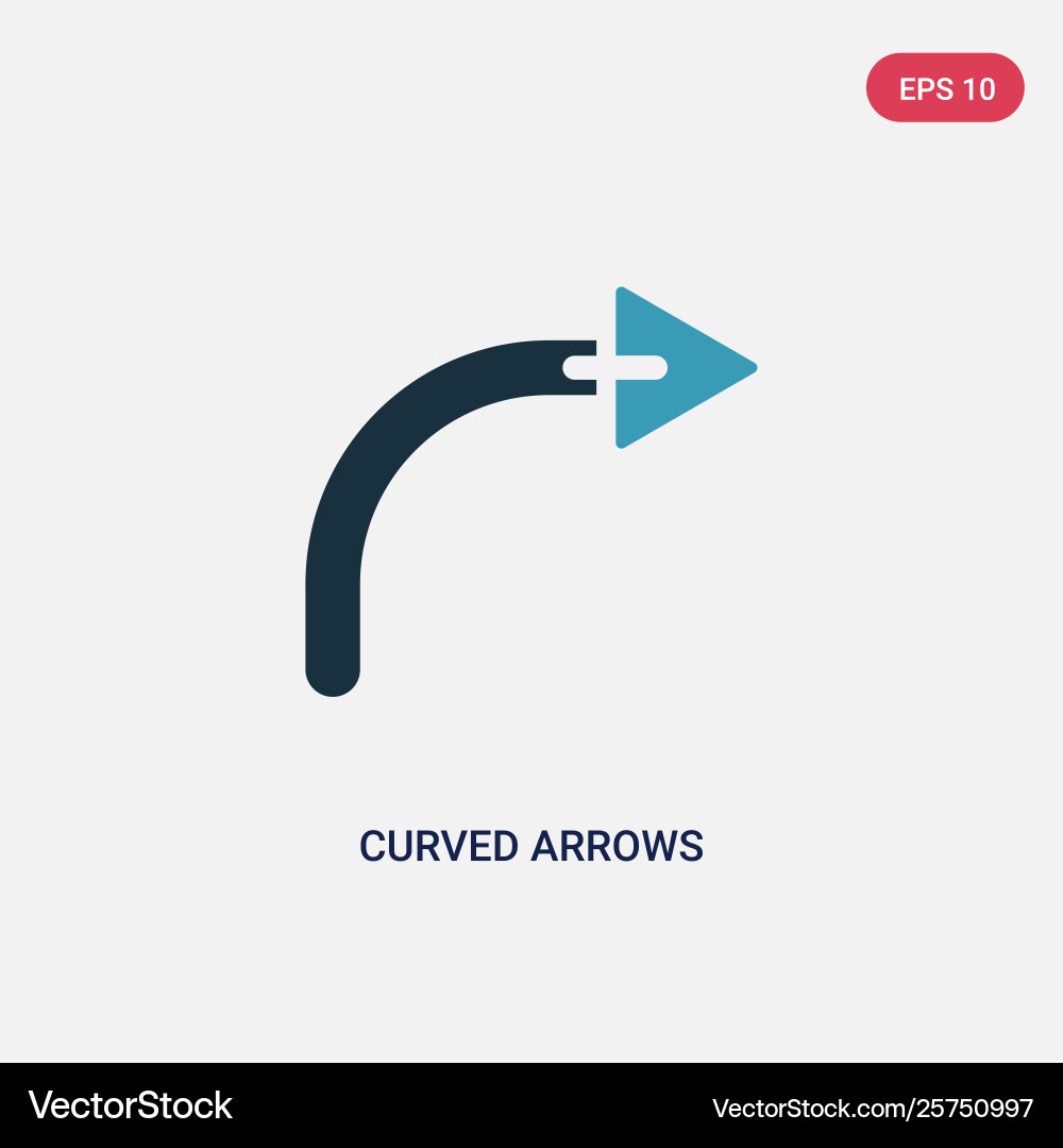 Two color curved arrows icon from user interface vector image
