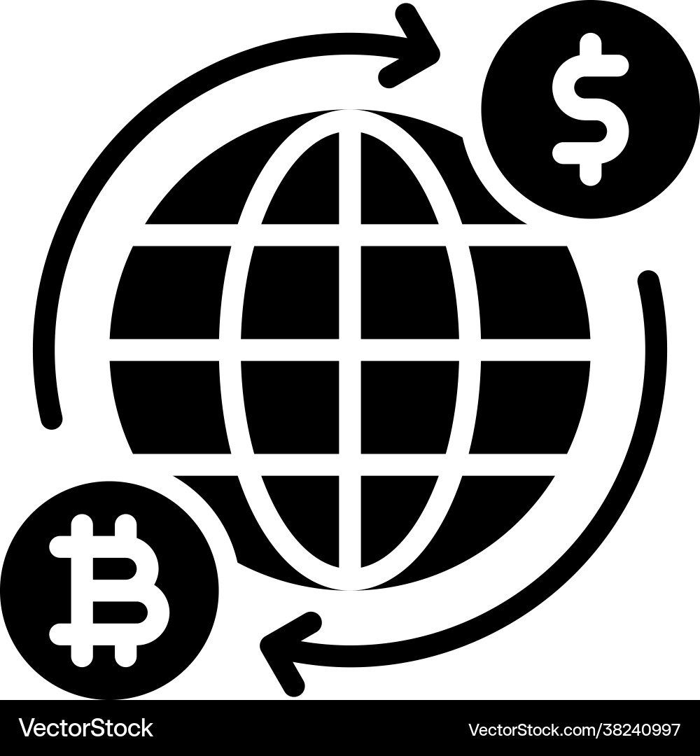 World grid and bitcoin icon cryptocurrency related – Royalty-Free Vector |  VectorStock