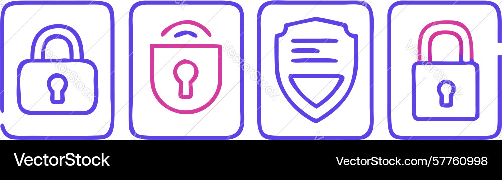 Advanced security and data protection icons vector image