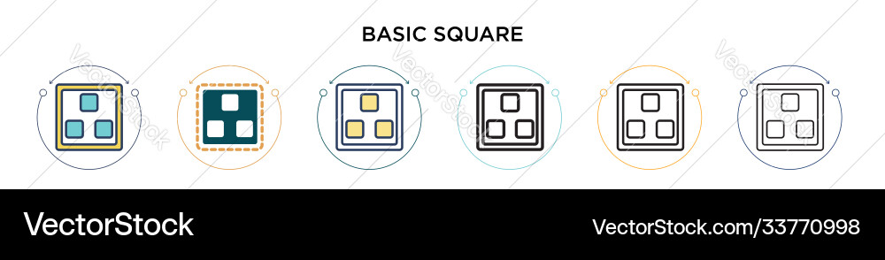 Basic square icon in filled thin line outline Vector Image