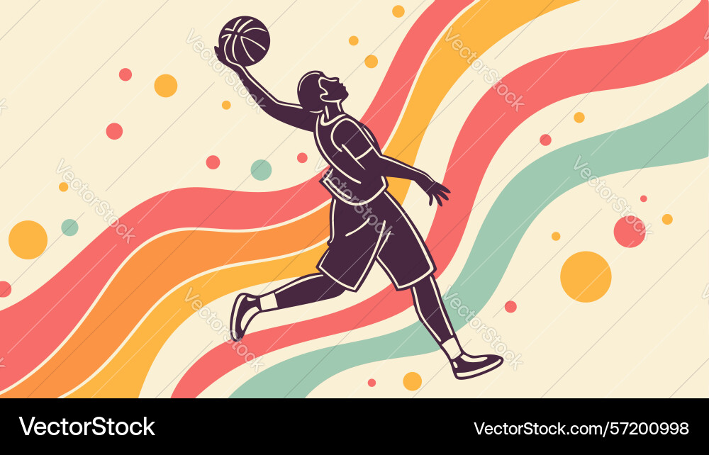 Basketball player in action with dynamic swirls vector image