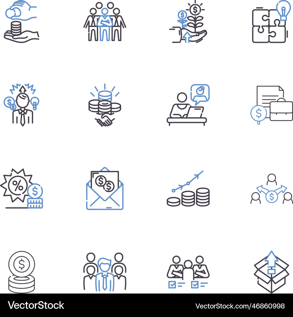 Building prosperity line icons collection wealth Building prosperity line icons collection wealth vector image