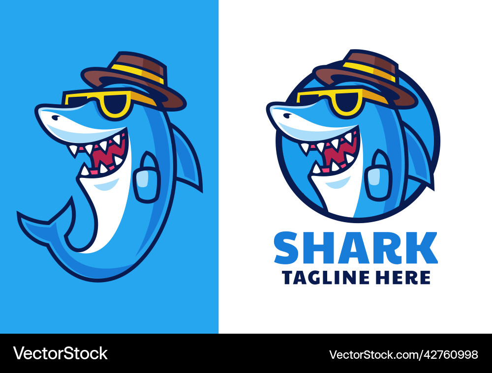 Cartoon shark mascot logo design vector image