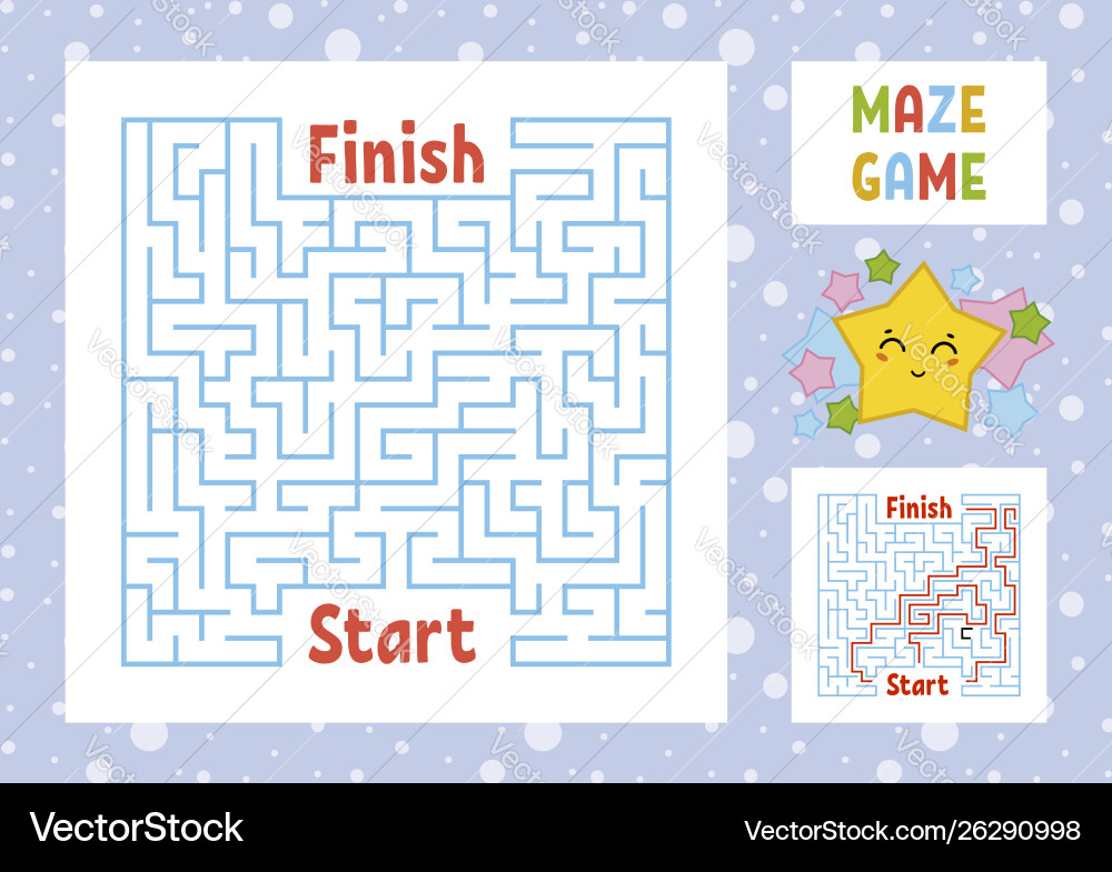 Color square maze find right path from start Color square maze find right path from start vector image