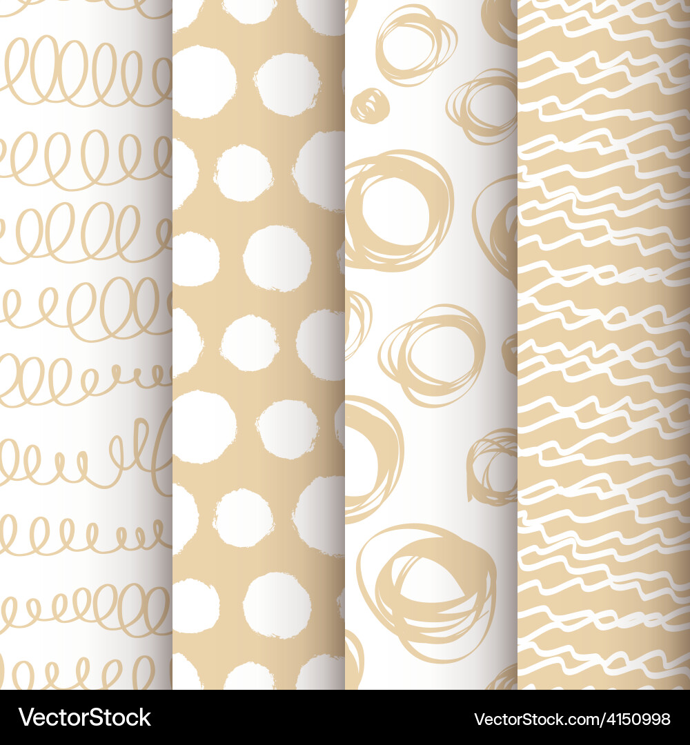 Doodle Seamless Pattern Set Vector Image