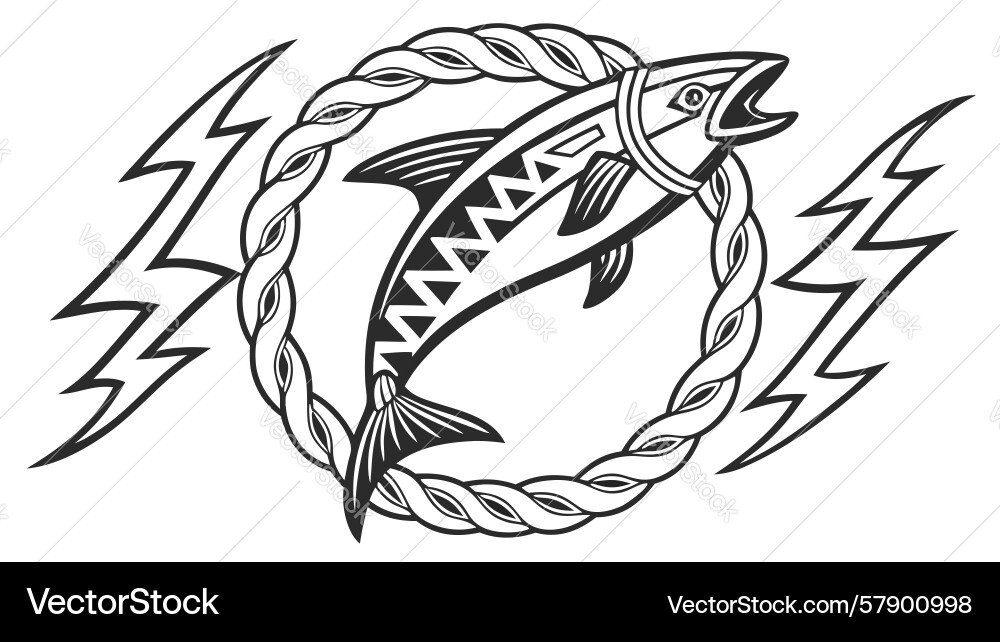 Dynamic fish with lightning bolts abstract design Vector Image