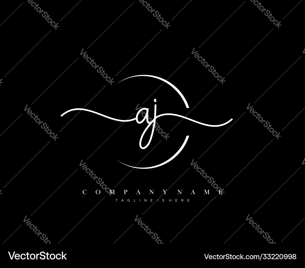 Elegant AJ Initial Logo - Handwriting Script Vector Image