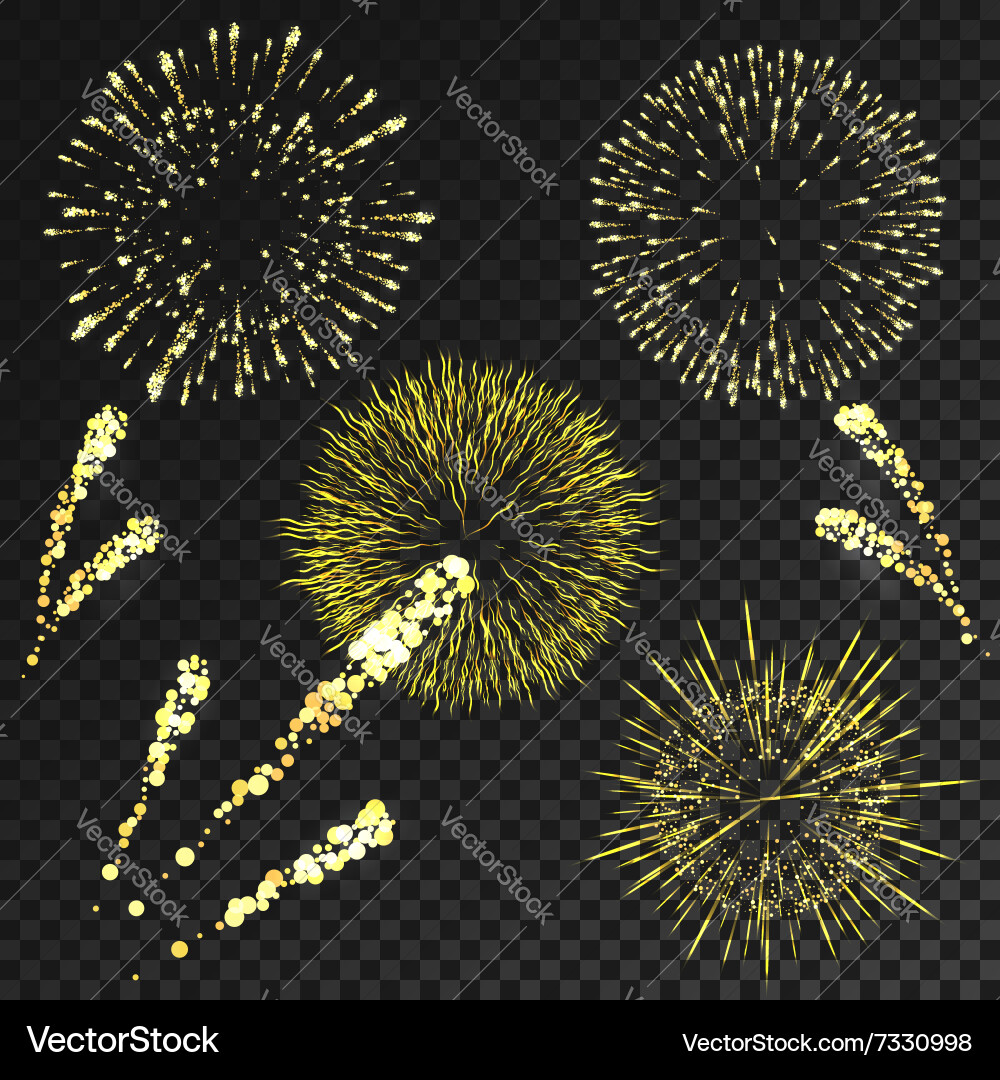 Fireworks set in various shapes isolated vector image