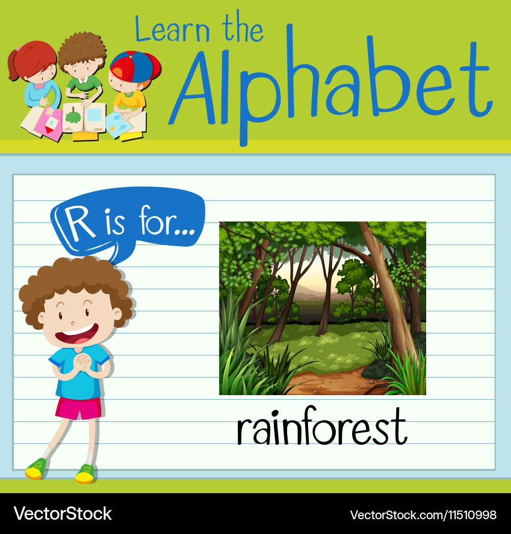 Flashcard letter r is for rainforest Royalty Free Vector