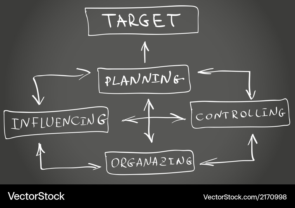Four functions of management Vector Image