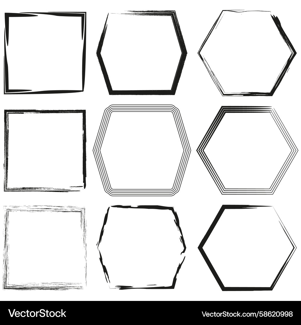 Geometric frame set square hexagon shapes Vector Image