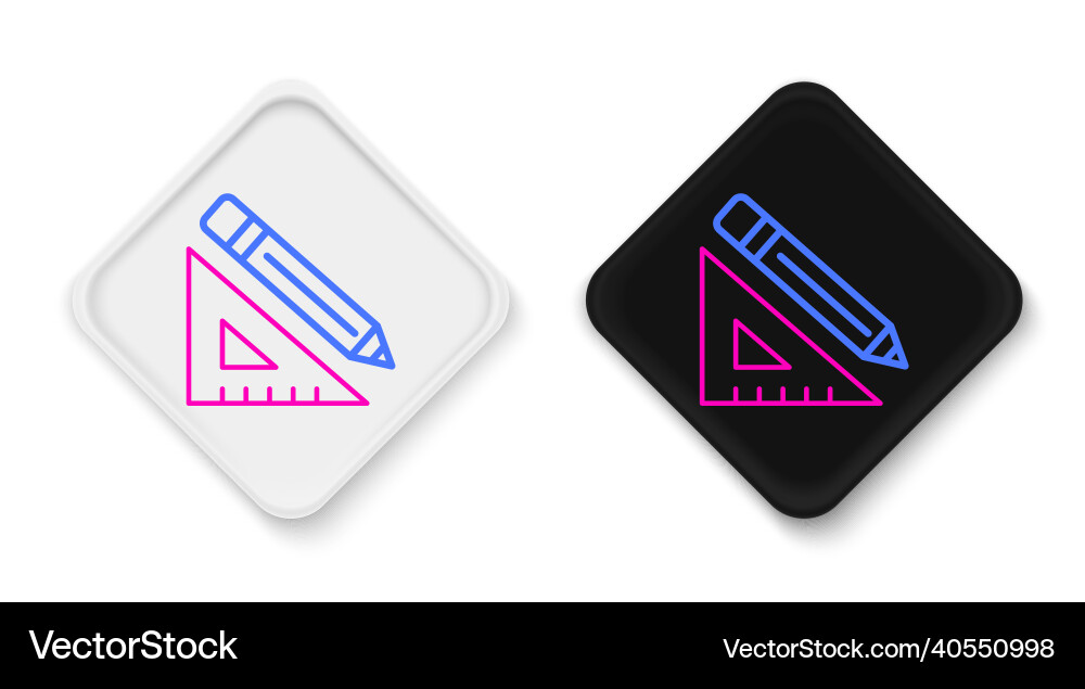 Line triangular ruler and pencil icon isolated Line triangular ruler and pencil icon isolated Vector Image