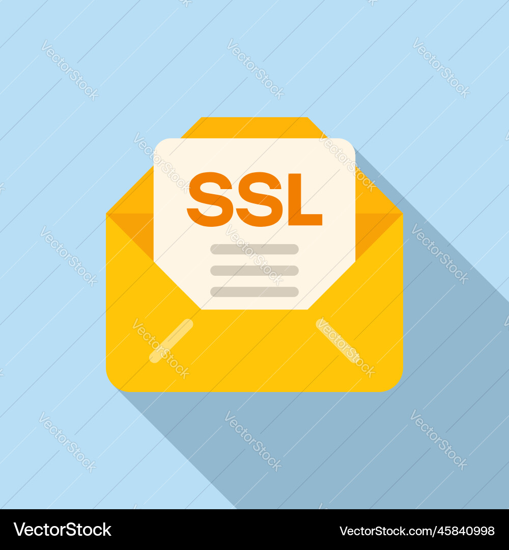 Mail ssl certificate icon flat web data Mail ssl certificate icon flat web data Vector Image