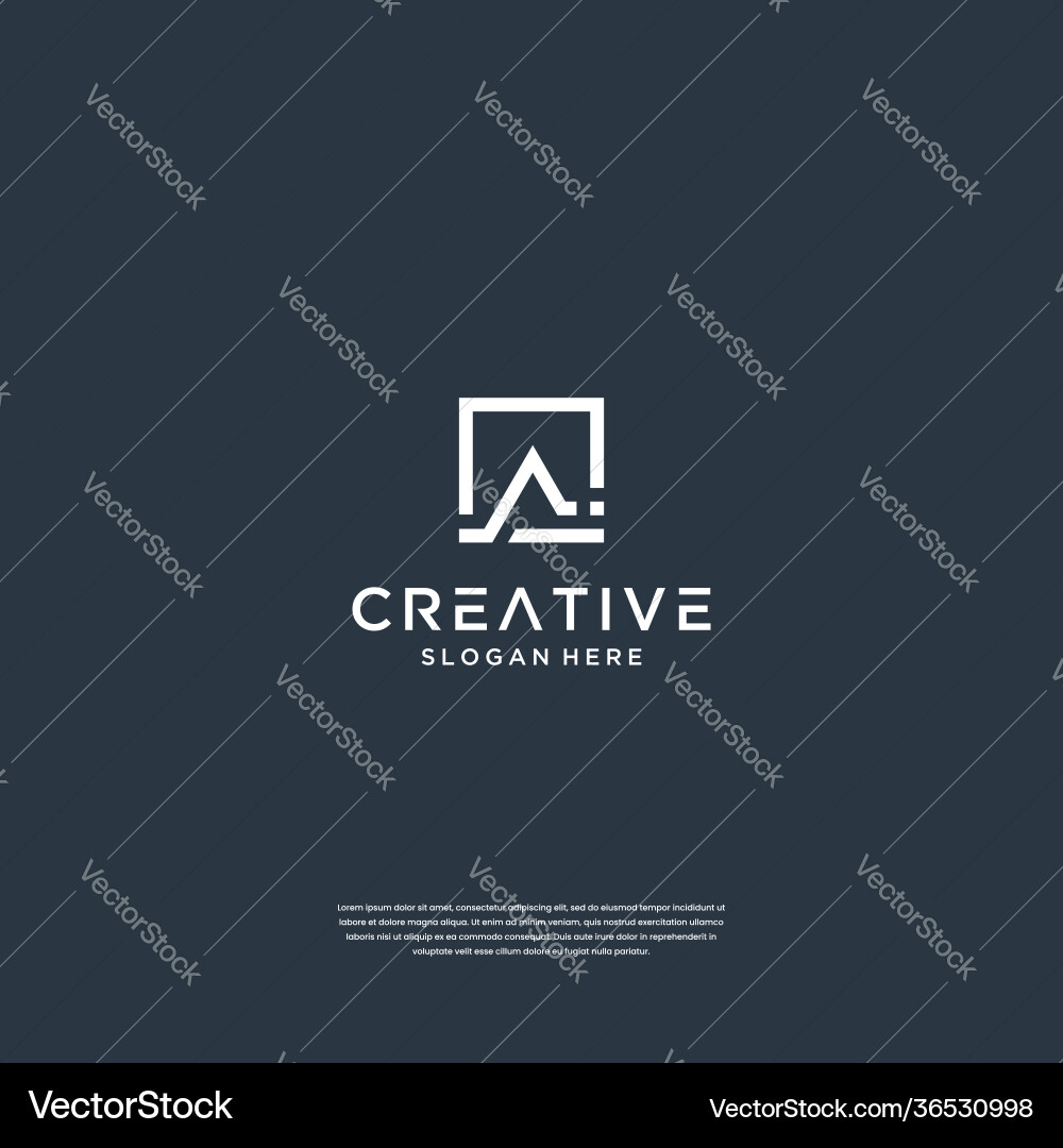Minimalist initials a with square logo design vector image