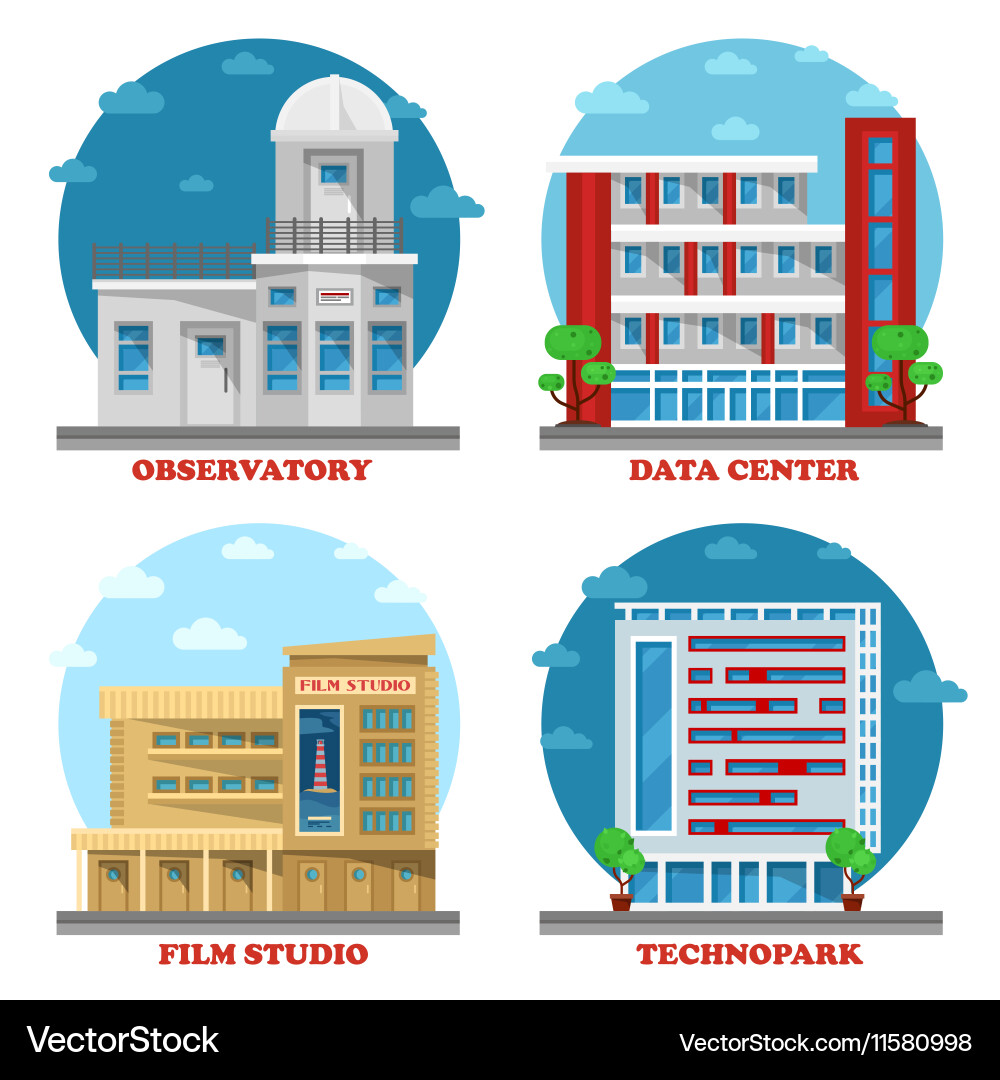Modern Tech Building Facade Vector Image
